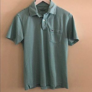 Vineyard Vines Adult Small Polo Green White Stripe